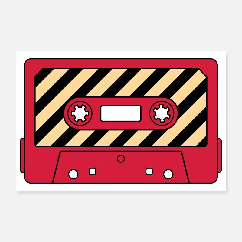 Cassette Mixtape Rétro – Motif culte de la musique Poster 30 x 20 cm