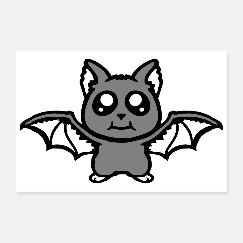 Petite Chauve-souris mignonne Halloween Drôle Bande dessinée Mignon Poster 30 x 20 cm