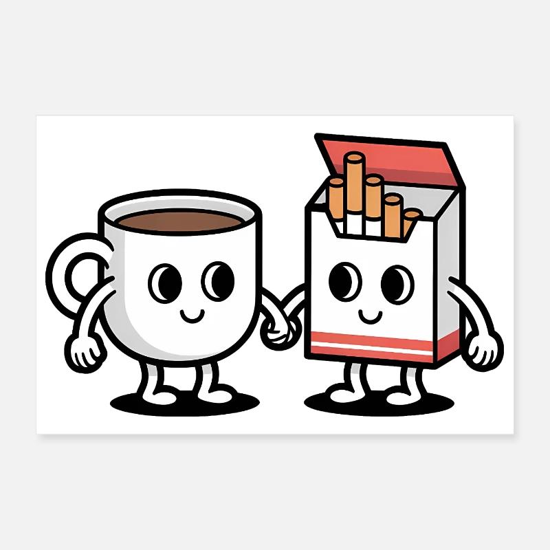 Café et cigarettes - Petit-déjeuner balkanique drôle Poster 30 x 20 cm