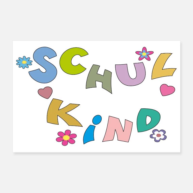 Bunte Schulkind Buchstaben Poster 30x20 cm