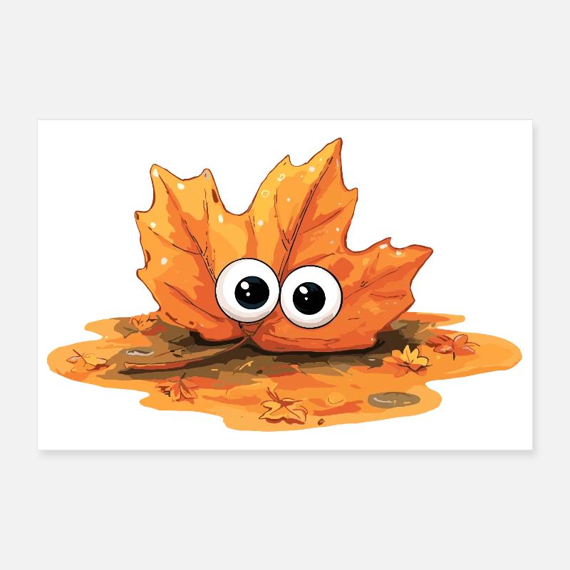 Herbstblatt mit Augen Kuschelheld Poster 30x20 cm