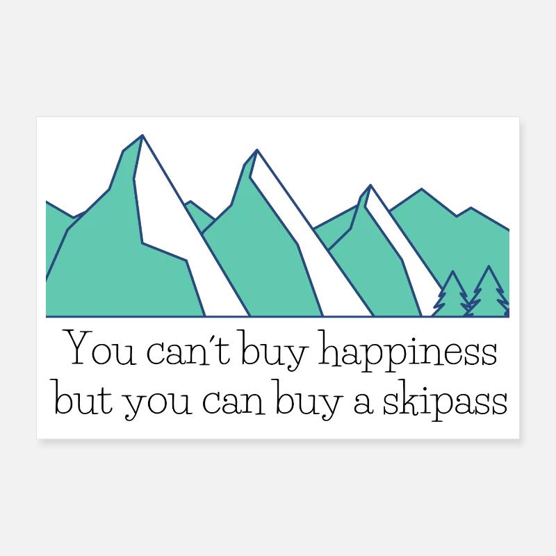 Teal Mountain Skyline Poster 30 x 20 cm