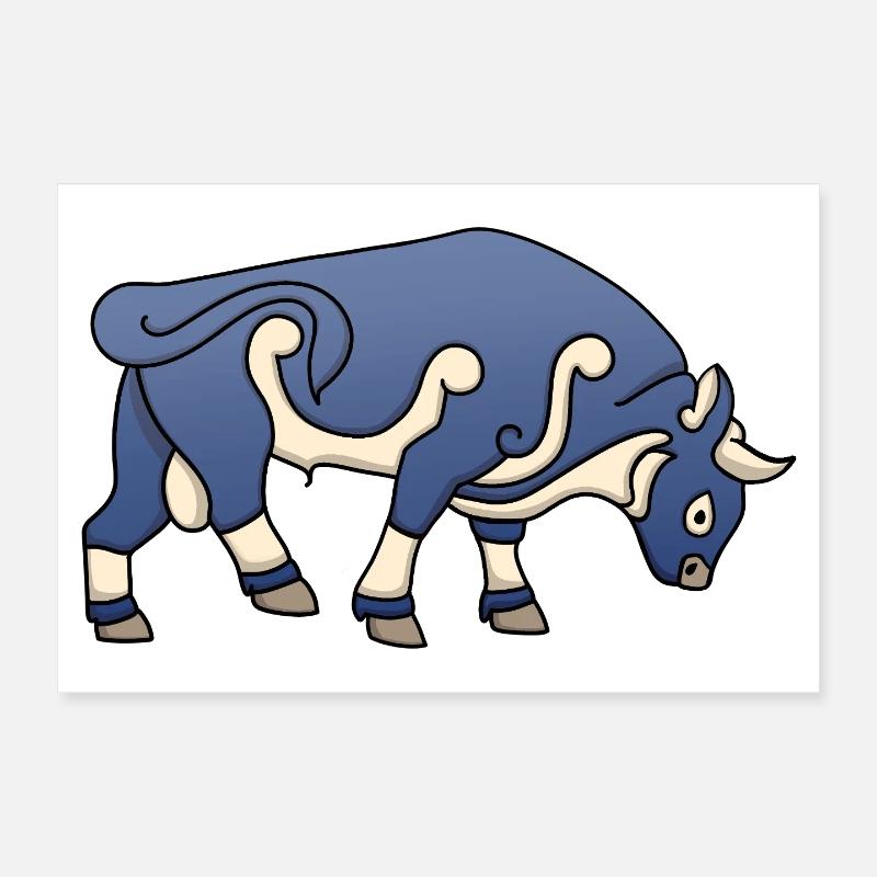 Taureau picte Poster 30 x 20 cm
