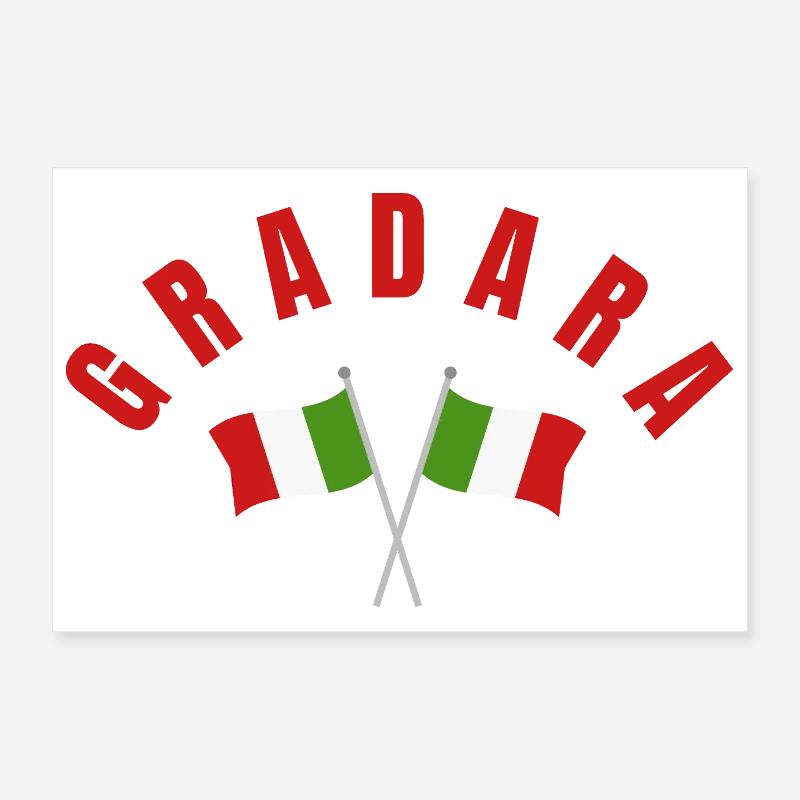Gradara Italian Flags Crest Poster 12" x 8" (30x20 cm)