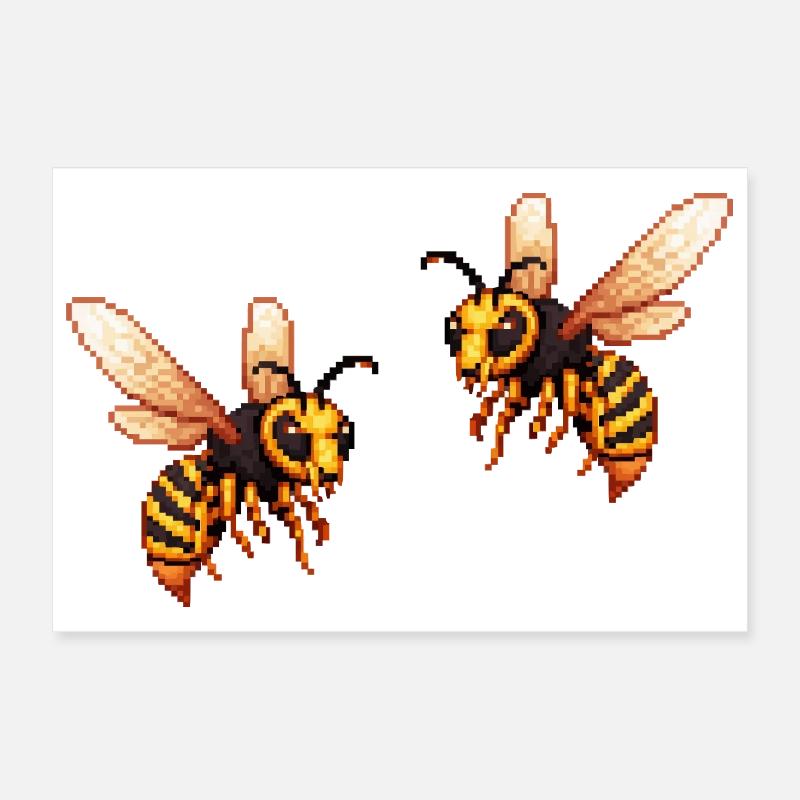 Pixel Hornet Bee Poster 12" x 8" (30x20 cm)