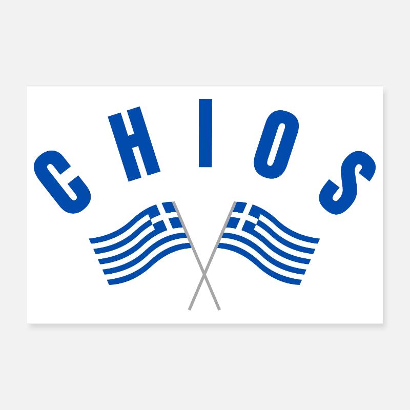 Chios-kreuzte griechische Flaggen Poster 30x20 cm