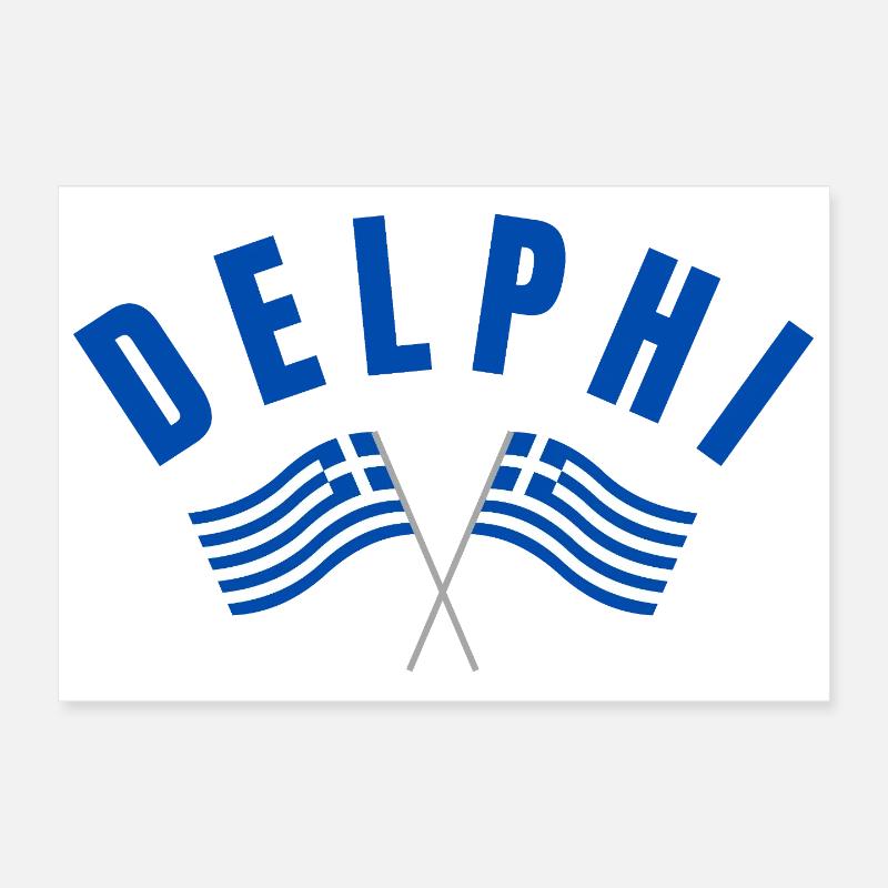 Delphi Twin Greek Flags  Poster 12" x 8" (30x20 cm)