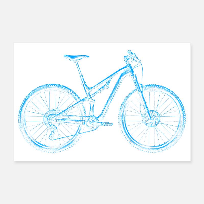 VTT Lineart Blue – Cadeau pour VTT Poster 30 x 20 cm