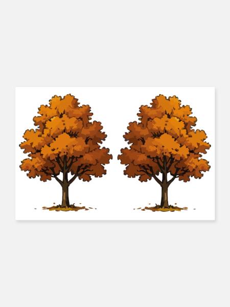 Twin Autumn Trees in Orange - Poster 12" x 8" (30x20 cm) - white - Front