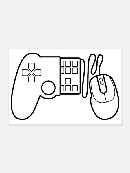 Gaming Controller Outline - Poster 30x20 cm - Weiß - Vorne