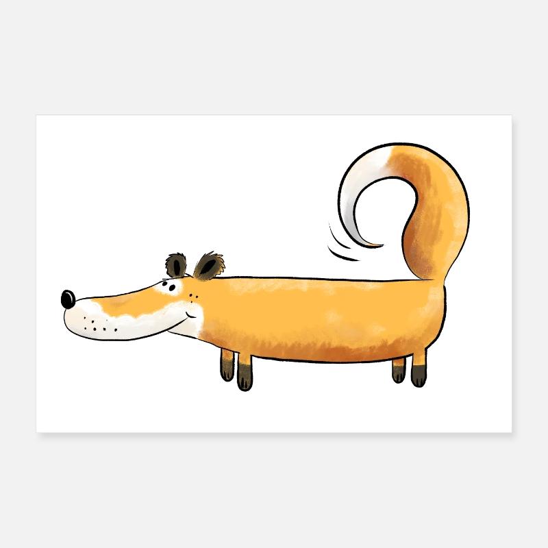 Cadeau drôle de motif d'animal de bande dessinée I de renards Poster 30 x 20 cm