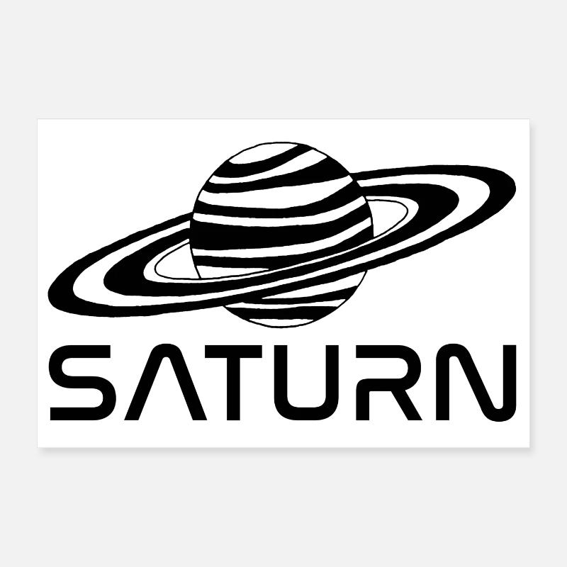 Planète saturne noire Poster 30 x 20 cm