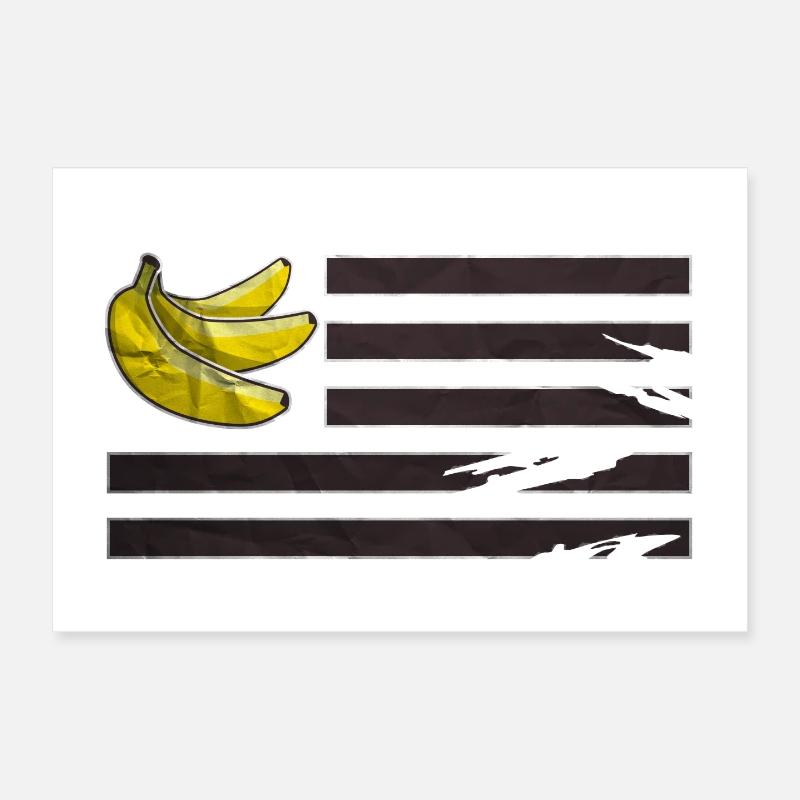 Republique 3 bananes - Poster 30 x 20 cm - blanc