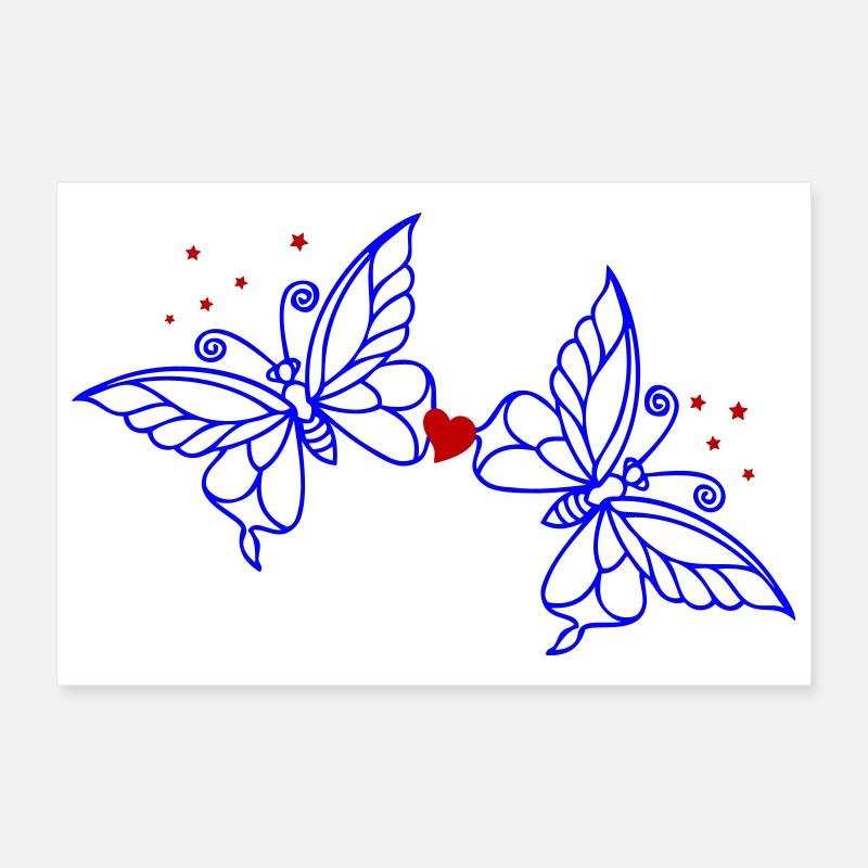 Schmetterlinge mit Herz Poster 30x20 cm