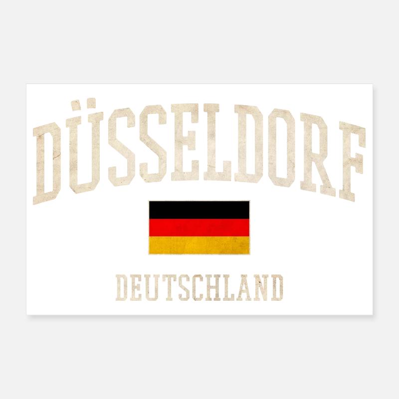 Dusseldorf Flag Vintage Poster 12" x 8" (30x20 cm)