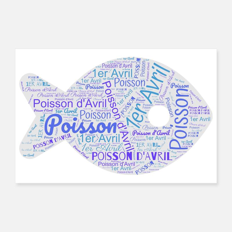 POISSON. POISSON D'AVRIL - Poster 30 x 20 cm - blanc