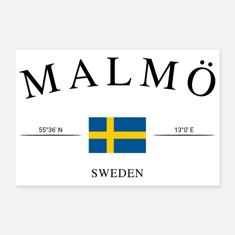 Malmö Schweden – Urlaub Souvenir & Geschenk - Poster 30x20 cm - Weiß