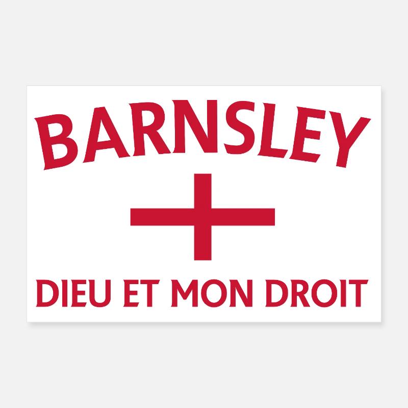 Barnsley Flag Motto Design Poster 12" x 8" (30x20 cm)