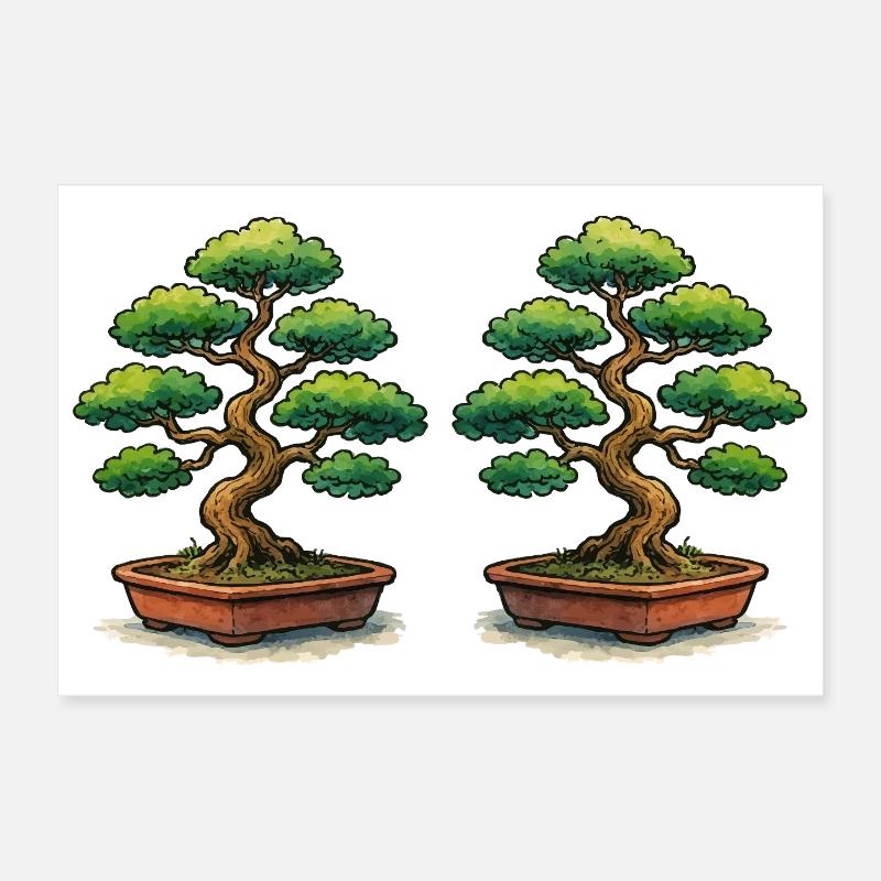 Double Bonsai Twins Poster 12" x 8" (30x20 cm)