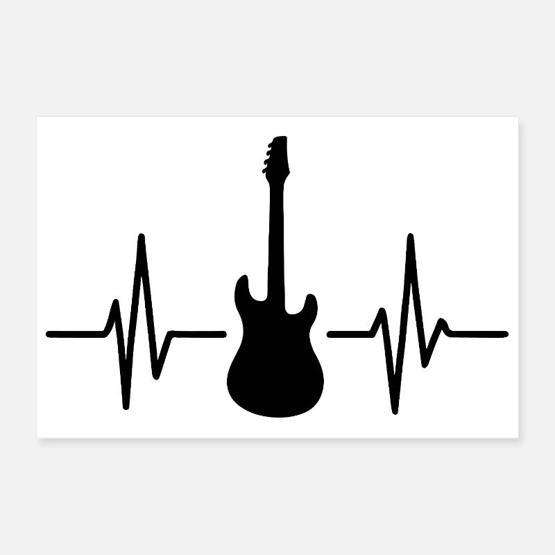 Guitare Pulse Silhouette Poster 30 x 20 cm