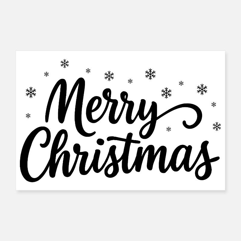 Lettres de Joyeux Noël avec des flocons de neige Poster 30 x 20 cm