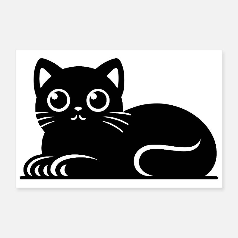 Dessin mignon de style tatouage de chat chat Poster 30 x 20 cm