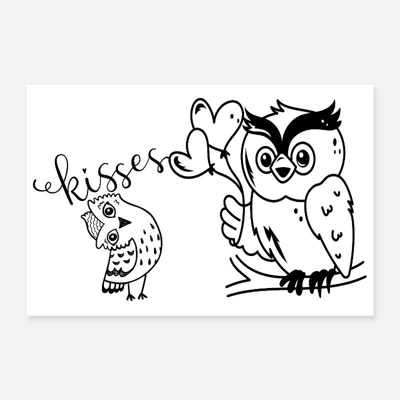 Two owls Poster 12" x 8" (30x20 cm)