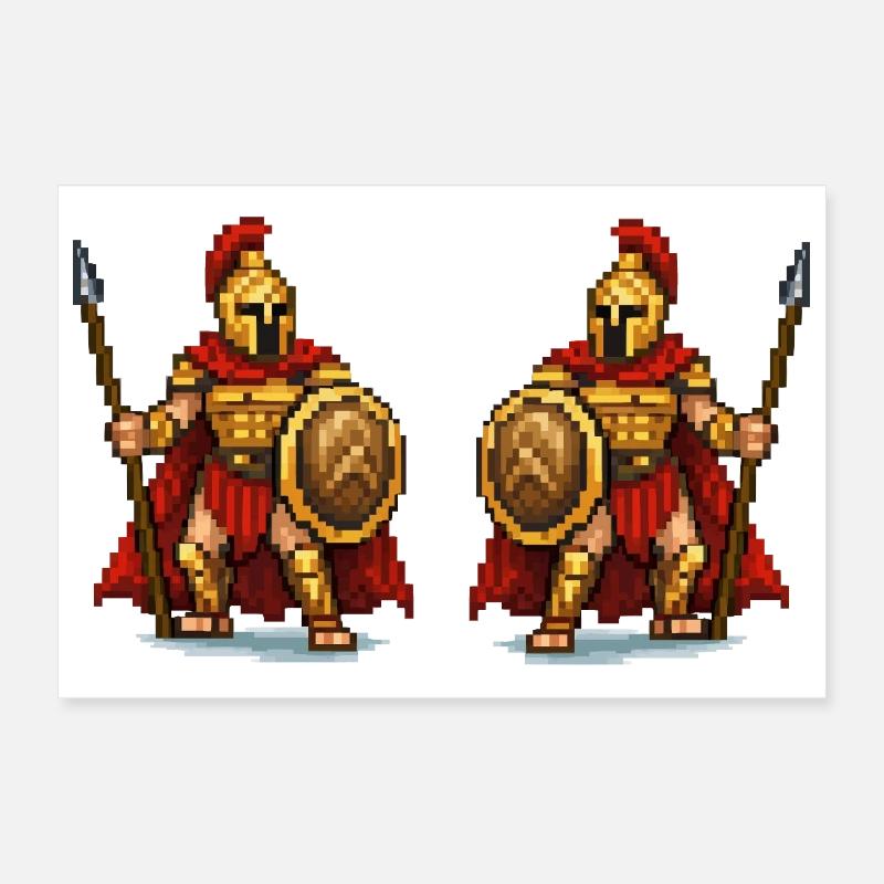 Double Gladiator Pixel Art Poster 30 x 20 cm