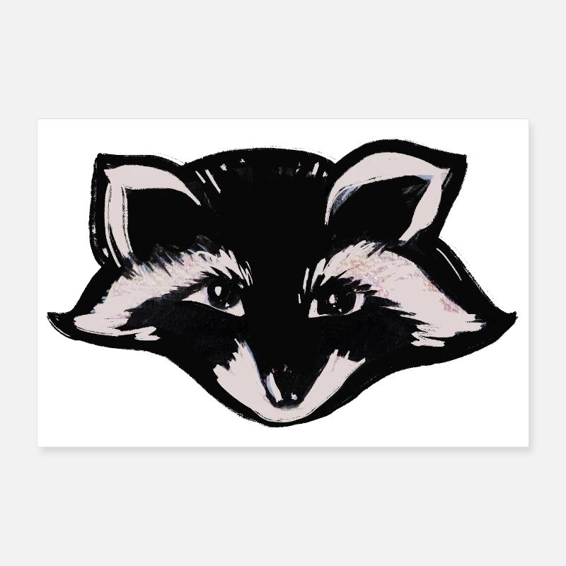 Midnight Raccoon Head Poster 12" x 8" (30x20 cm)