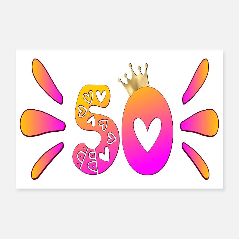 Fifty Crown - 50th Birthday Poster 12" x 8" (30x20 cm)