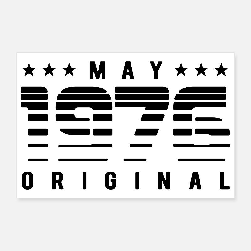 May 1976 Original Striped Vintage Geburtstag Poster 30x20 cm