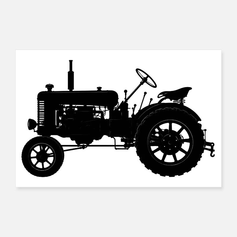 Tractor Vintage - Poster 12" x 8" (30x20 cm) - white