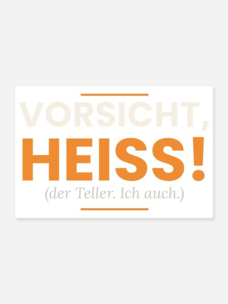 Vorsicht, heiß! Der Teller. Ich auch. Kellner - Poster 30x20 cm - Weiß - Vorne