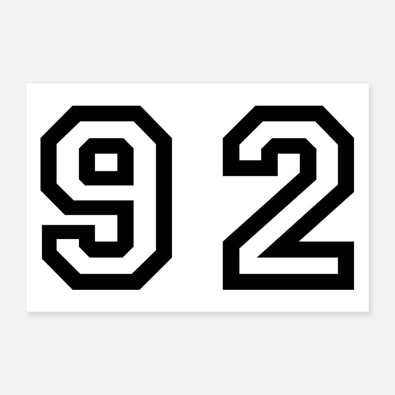 Number - 92 - Ninety Zwei Poster 30x20 cm