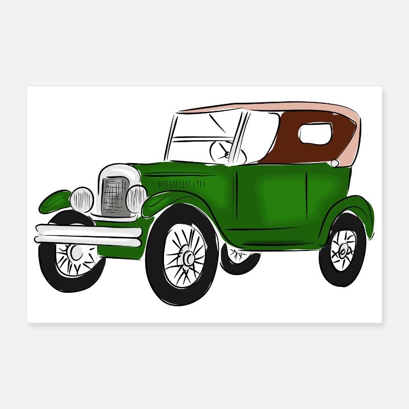 Oldtimerfarbenfroh, - Poster 30x20 cm - Weiß