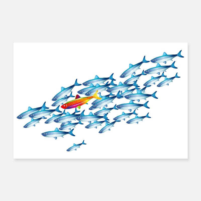le poisson coloré dans l’essaim de poisson Poster 30 x 20 cm