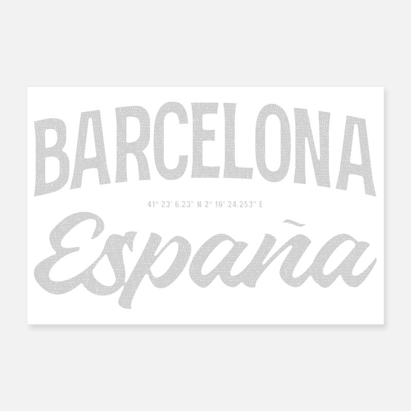 Barcelona Espana Script Design Poster 30x20 cm