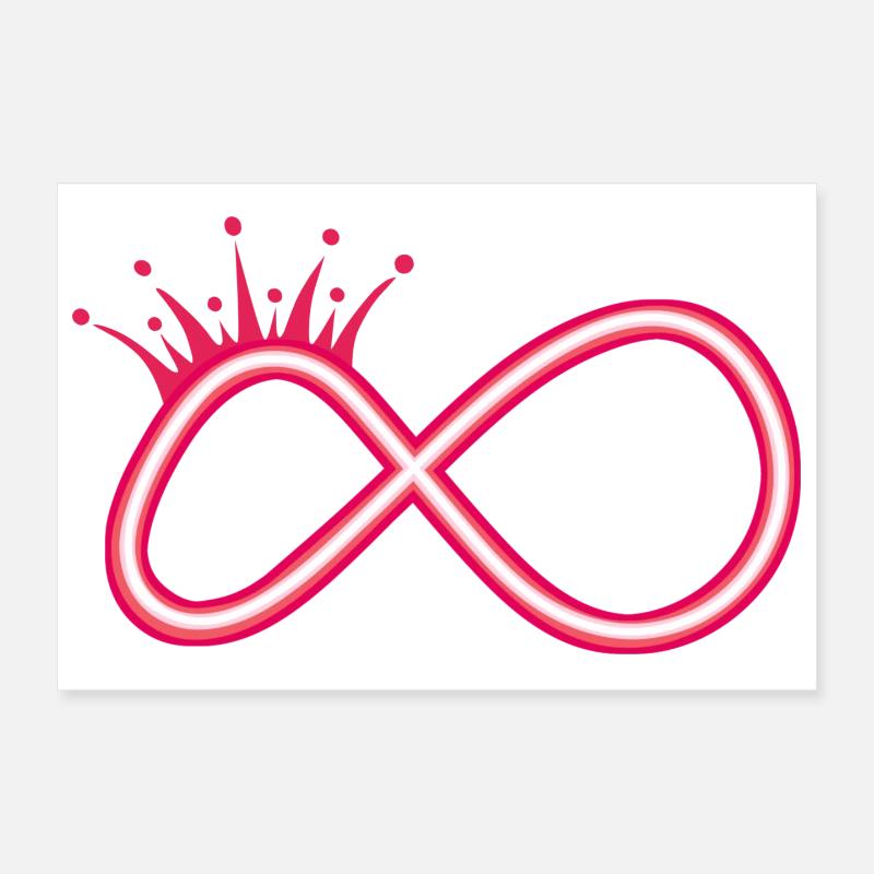 Infinity symbol neon red with crown Poster 12" x 8" (30x20 cm)