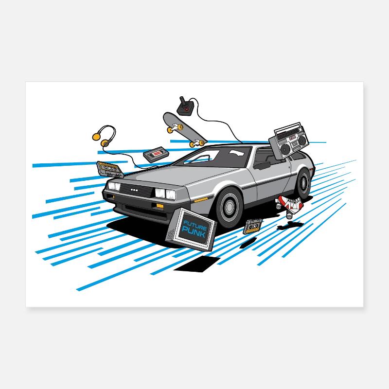Delorean Oldtimer Youngtimer Retro Future bleu 80s Poster 30 x 20 cm