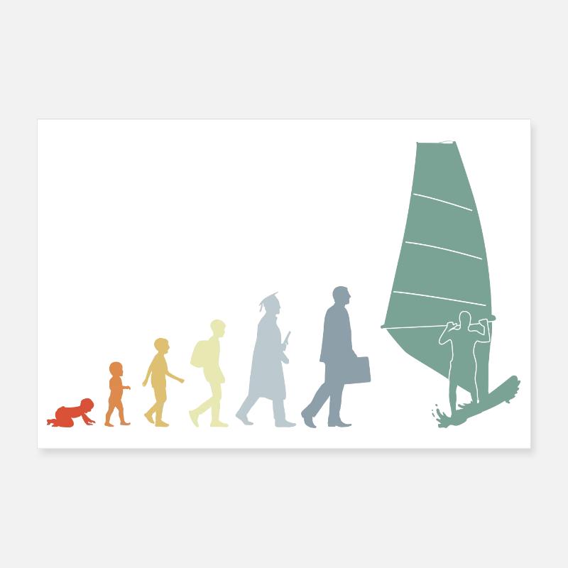 Vintage Windsurfer Evolution Poster 30 x 20 cm
