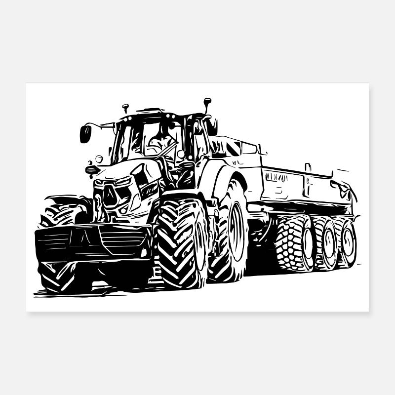 Tractor with trailer Poster 12" x 8" (30x20 cm)