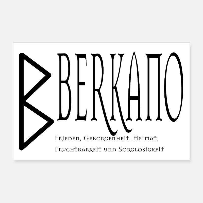 Berkano Lettrage Peace Design Noir Poster 30 x 20 cm