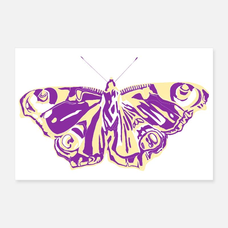 Papillon jaune violet Poster 30 x 20 cm