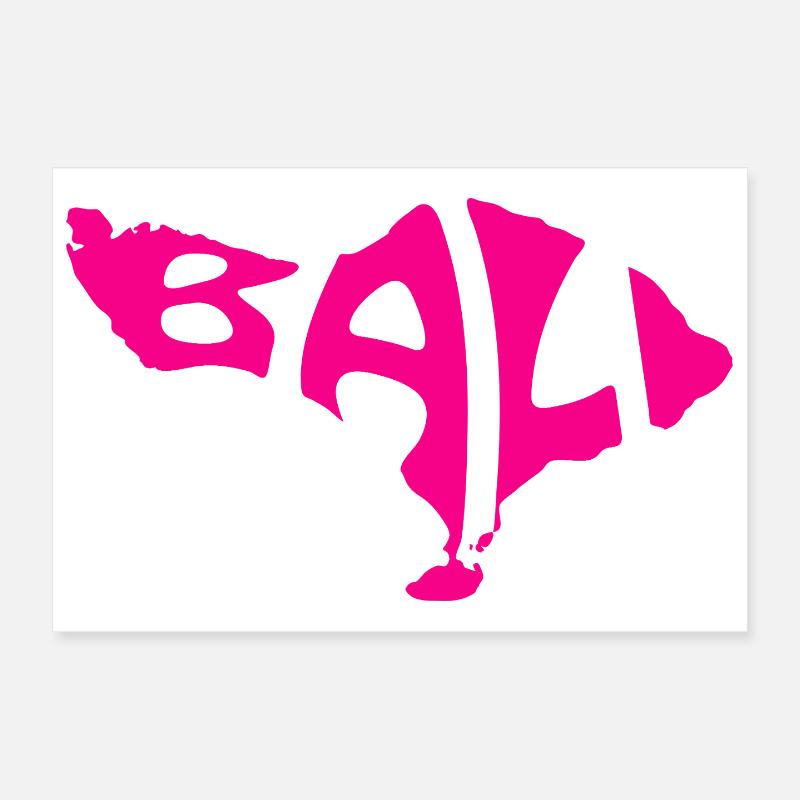 Bali Map Artistic Typography Design Poster 12" x 8" (30x20 cm)