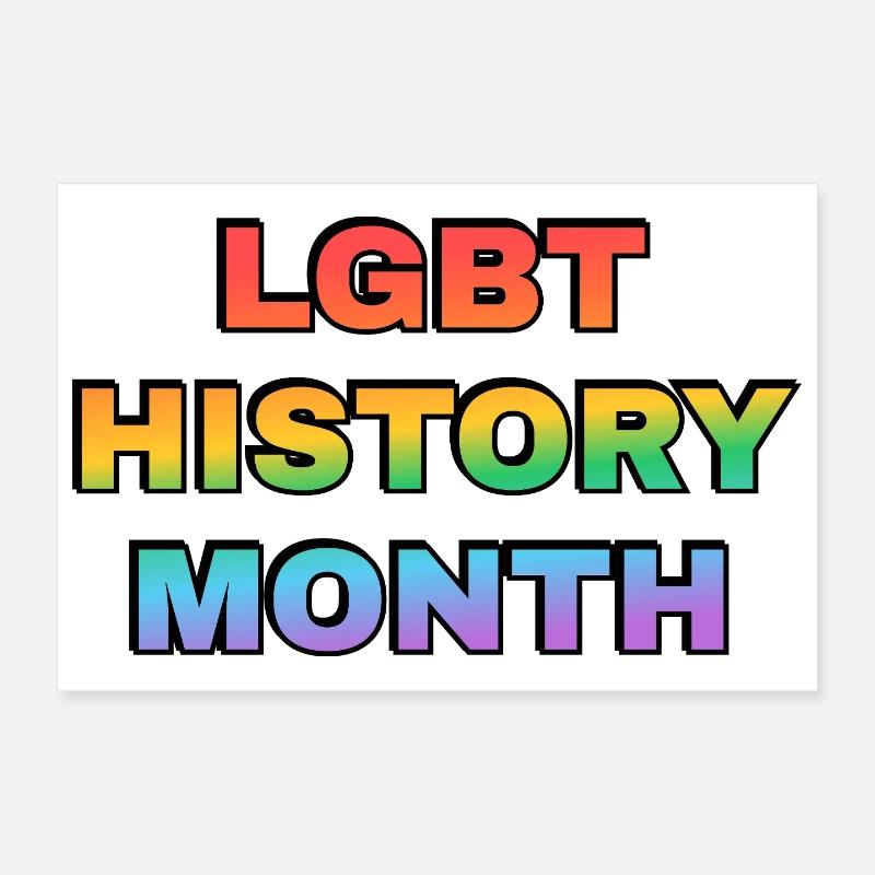 LGBT History Month Gradient Rainbow Text Poster 12" x 8" (30x20 cm)