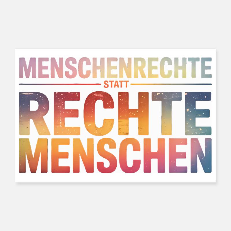 Menschenrechte statt rechte Menschen - Cool Pride - Poster 30x20 cm - Weiß