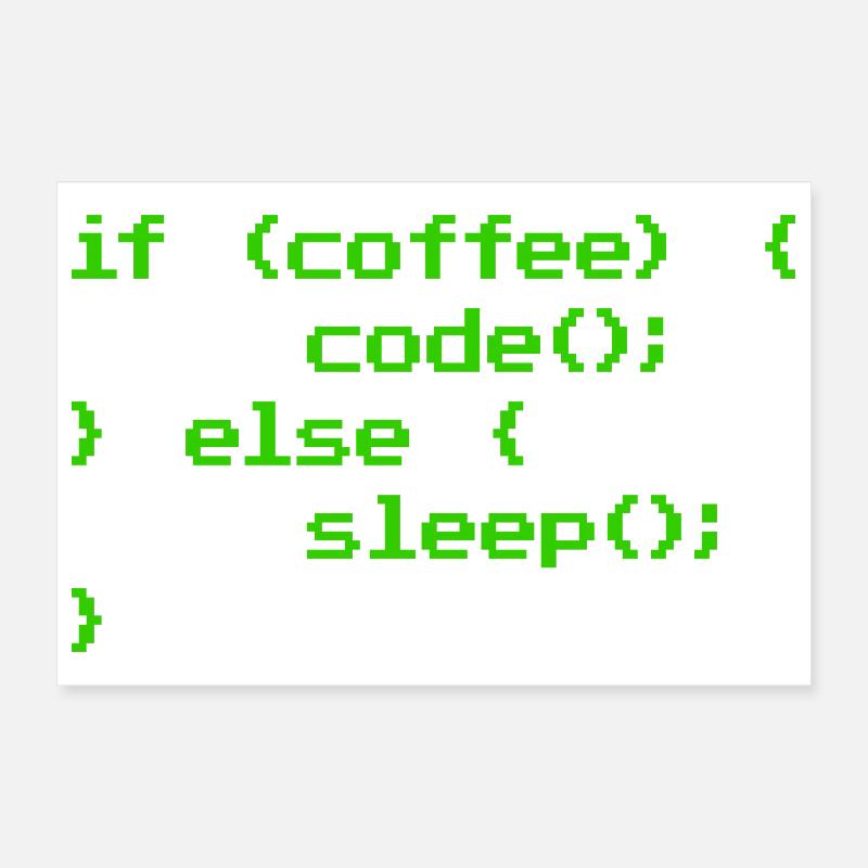 No Coffee No Code Programmer Computer Scientist Poster 12" x 8" (30x20 cm)