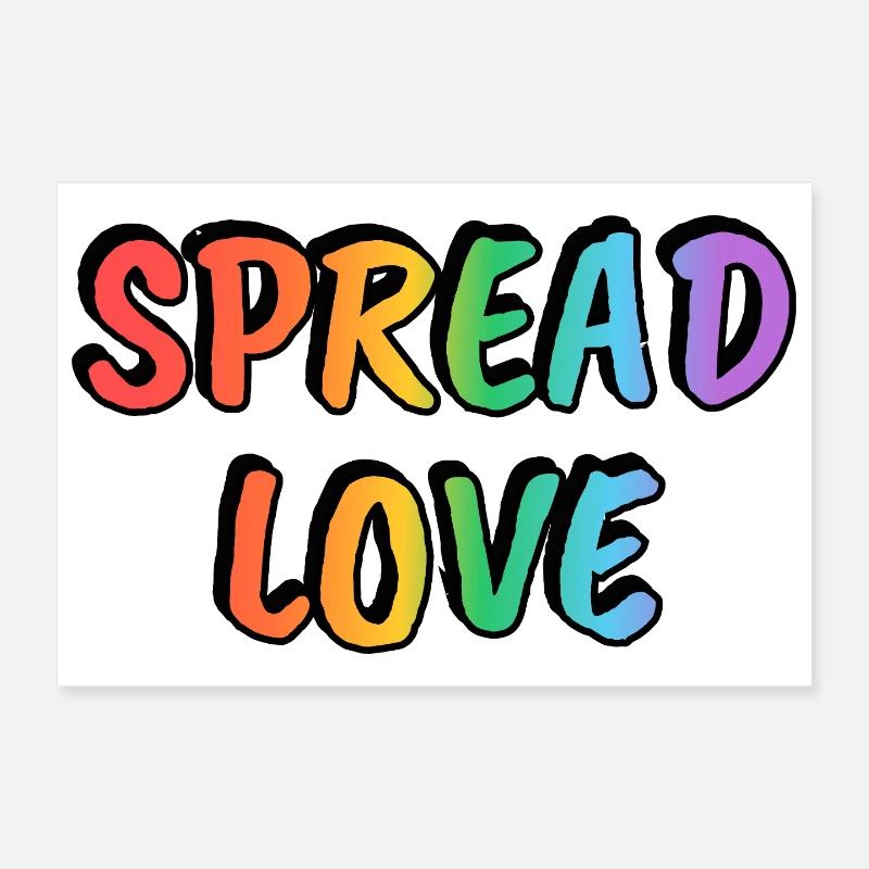 Spread Love Rainbow Text LGBT Pride Poster 12" x 8" (30x20 cm)