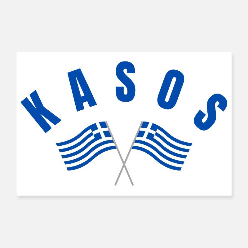 Drapeaux grecs de Kasos croisés Poster 30 x 20 cm