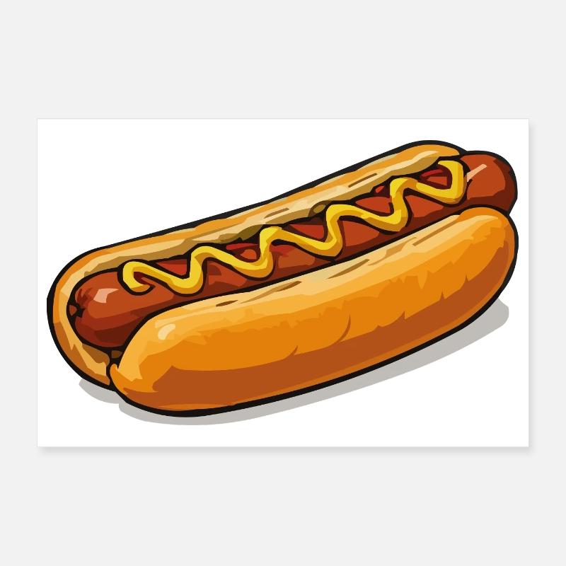 Fröhlicher Hotdog-Comic Poster 30x20 cm